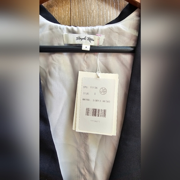 Simple Retro NWT Black Blazer Vest Business Professional - Picture 3 of 4